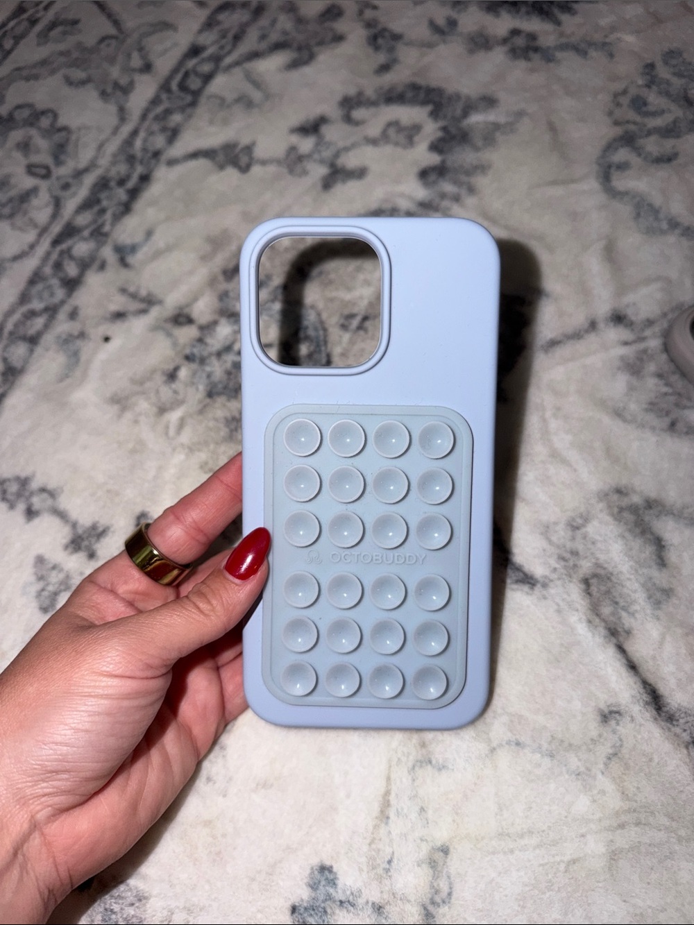 Light Blue Silicone Case for iPhone 15 Pro Max With Octobuddy XL